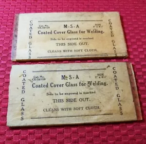2 Vtg Coated Cover Glass Arc Helmets Hand Shields Welding NOS ~ 2" x 4 1/8" - J1 - Picture 1 of 9