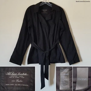 AllSaints Spitalfields Black Waxed-Cotton Women's 8 (UK12) Belted Golden Sq Mac - Picture 1 of 16