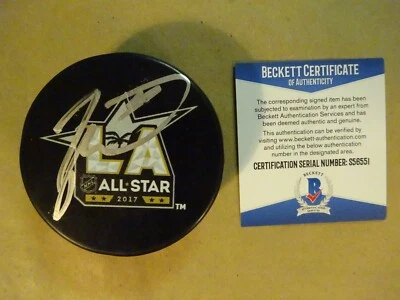 Autographed TAYLOR HALL Signed 2017 NHL ALL STAR GAME Puck NJ Devils BECKETT COA - Image 1 of 4