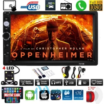 7'' Double 2 Din Touch Screen Car Stereo Radio MP5 BT Android/IOS Carplay+Camera - Image 1 of 4