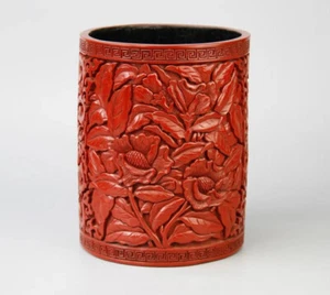 Antique Chinese lacquer brush pot with qianlong mark - Picture 1 of 18