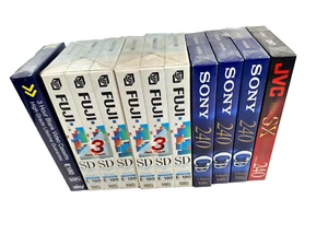 11 Blank Various VHS Video Tapes New and Sealed Sony, JVC, Fuji, Sky - Picture 1 of 5
