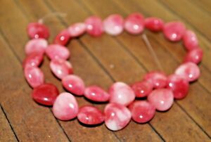 New 15 inch strand Pink Jade Gemstone Beads - 14mm puffed hearts -  A6300c