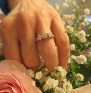 1.54 carat total 3 round & 6 round on side DIAMOND 14k two tone Ring #114 - Picture 1 of 6