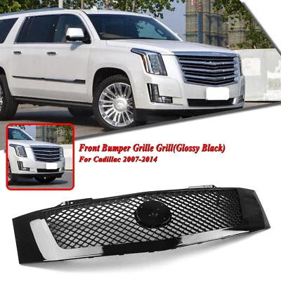 Front Bumper Grille Mesh Grill Cover For Cadillac Escalade / EXT 2007-2014 Black - Imagem 1 de 4