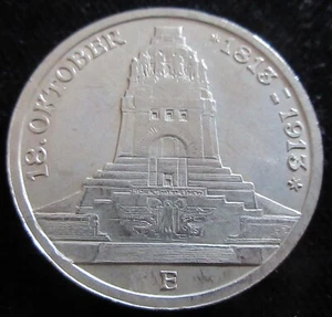 MDS DEUTSCHES REICH KAISERREICH DREI MARK 1913 E "VÖLKERSCHLACHT", SILBER #H - Bild 1 von 2