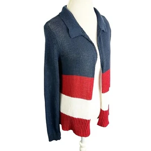 Wooden Ships American Flag Stripes Sweater Open Cardigan Size S/M oversized - Picture 1 of 10