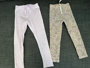 Lot of 2 Zara Girls' Leggings size 3-4 Years EUC Lilac and Floral - Picture 1 of 7