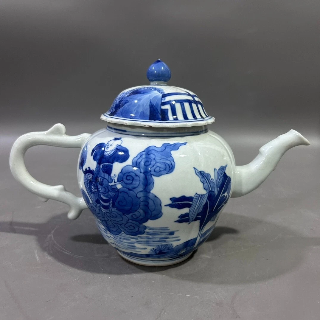 蓝色陶瓷中国风茶壶| eBay