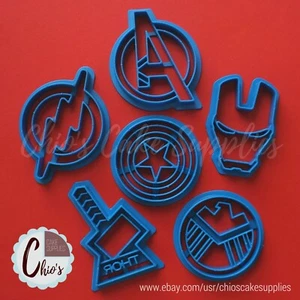 Marvel Avengers Superhero Thor, Flash, Captain America Cookie Cutter 6 ps. set.  - Picture 1 of 4