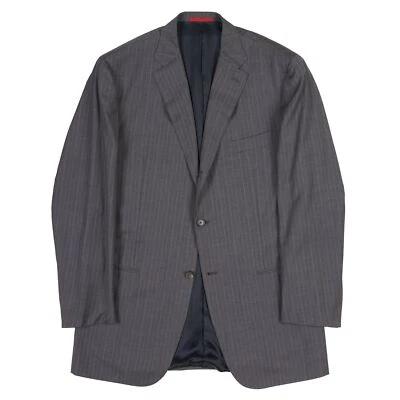 ISAIA Napoli "Base S" Gray Striped Wool Super 130’s Jacket EU 62 NEW US 46-48 - Image 1 of 4