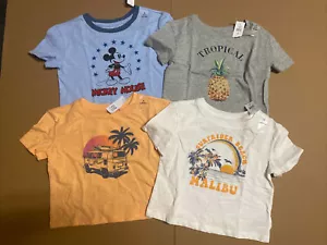 Lot of 4 NWT Gap Cropped Shirts Size 6 / 7 Small Girls Kids Mickey Summer Prints - Picture 1 of 3