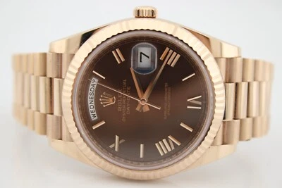 Rolex 2020 Day-Date 40 Chocolate Roman Dial 18k Rose Gold Watch 228235 - Image 1 of 4