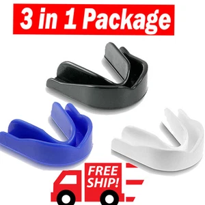 Gum Shield Mouth Guard Teeth Protector Boil Bit Boxing Karate 3 in 1 Package - Picture 1 of 4