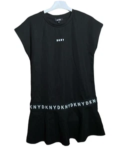 DKNY Dress Girls 14 Black Tshirt Stretch Casual Sport Dropped Waist Age 14 - Picture 1 of 9