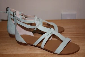 WYTHE NY Aida Strappy Gladiator Sandals w/ Zipper Mint Suede Sz 7 Unused w/ Box - Picture 1 of 12