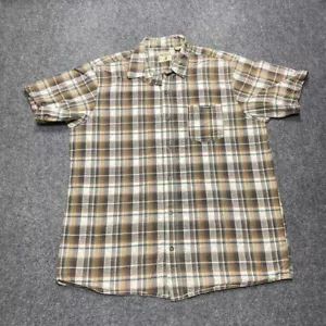 Redhead Shirt Mens Extra Large Brown Plaid Seersucker Button Up Camp Outdoor - Picture 1 of 8