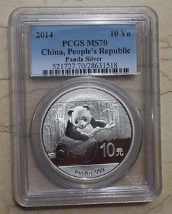 Moneda panda de plata PCGS MS70 de China 2014 1 oz - Imagen 1 de 2