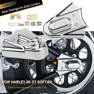 Rear Swingarm Axle Covers For Harley Fatboy FLSTF Heritage Softail Classic FLSTC Foto 1 de 4
