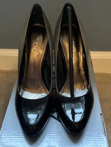 Aldo Patent Leather Patosdeminas Size EU 36B US 5.5 Black/Grey Ombré 4” Heels - Picture 1 of 8