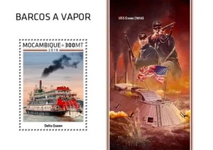 Steam Boats MNH Stamps 2018 Mozambique S/S - Picture 1 of 1