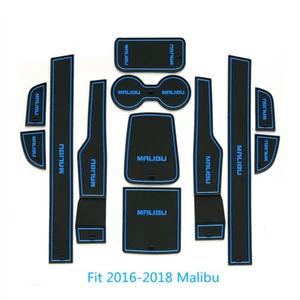 A Set Blue Brim Black Car Door Grvooe Mats Gate Slot Mat For 2016-2018 MALIBU - Picture 1 of 11