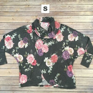 PEQUEÑA KRISTEN LuLaRoe ~GRIS con FLORAL ROSA PÚRPURA~ Pullover Cuello Capucha; Tallas 0-8 - Imagen 1 de 2