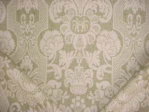 6-3/4Y Lee Jofa 990132 Croome Damask Olive Printed Linen Upholstery Fabric - Picture 1 of 4