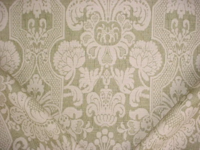 6-3/4Y Lee Jofa 990132 Croome Damask Olive Printed Linen Upholstery Fabric - Image 1 of 4