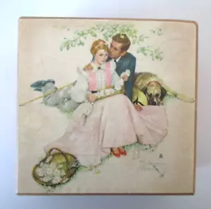 Schmid Bros Wood Jewelry Trinket Music Box 4.5" Romantic LOVE STORY Japan Vtg 40 - Picture 1 of 14