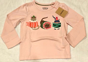Mini Boden Cat Sushi Applique Shirt Pink NWT New 3-4 - Picture 1 of 11