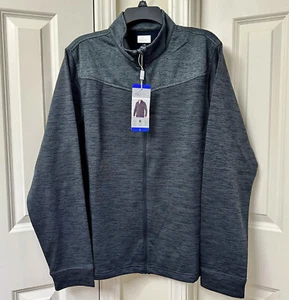 Greg Norman Men's Heather Texture Full Zip jacket,Black, L - Picture 1 of 3