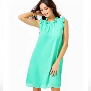 Lilly Pulitzer Talisa Etuikleid Größe L grün Rüschenkragen Sommer - Bild 1 von 8