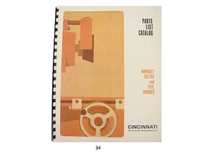 Cincinnati Monoset Tool Grinder Model OE Parts List Manual *34 - Picture 1 of 3