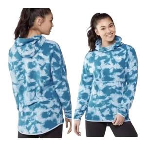 The North Face Women’s Blue Tie-Dye Hoodie Pullover – Fleece Lined Size Medium - Picture 1 of 13