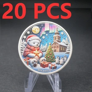 20PCS Santa Claus Merry Christmas Bear Christmas Commemorative Coin Colorful - Picture 1 of 6