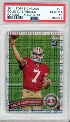 2011 TOPPS CHROME COLIN KAEPERNICK #25 ROOKIE XFRACTOR PASSING PSA 10 49ERS - Image 1 of 2