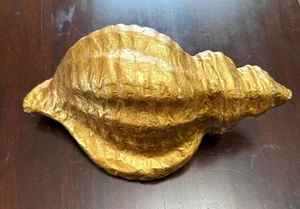 Large Paper Mache Gold Conch Sea Shell 12" Decorative Sculpture - Picture 1 of 6