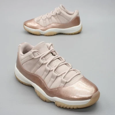Nike Ladies 9 Air Jordan-11 XI Retro Low Rose Gold Gym Shoes Sneakers AH7860-105 - Image 1 of 4