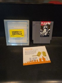 Platoon NES Nintendo Cart With Manual And Hard Rental Case. Tested Working