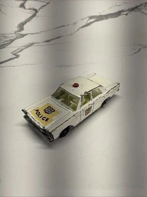 OLD VINTAGE LESNEY MATCHBOX # 55 FORD GALAXIE POLICE CAR Red Dome Light - Image 1 of 4