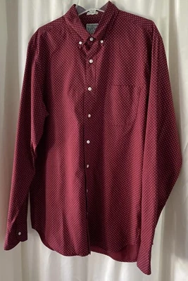 J. Crew "Secret Wash Shirting" Shirt Classic Fit Men's MT Burgundy/Polka Dot - Image 1 of 4