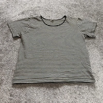 Unbranded Shirt womens 2X Black White Striped Short Sleeve Casual Ladies Top - Image 1 of 4