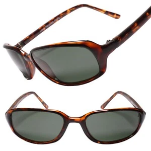 90s Style Old Stock True Vintage Slim Frame Rectangle Tortoise Sunglasses - Picture 1 of 3