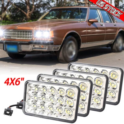 Se adapta a Chevrolet Caprice G10 1977-1986 4 piezas faros LED negros de 4x6 pulgadas alto/bajo Foto 1 de 4