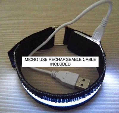 BANDA DE BRAZO LED RECARGABLE tobillo luz intermitente seguridad correr bicicleta trotar caminar brazalete Foto 1 de 4