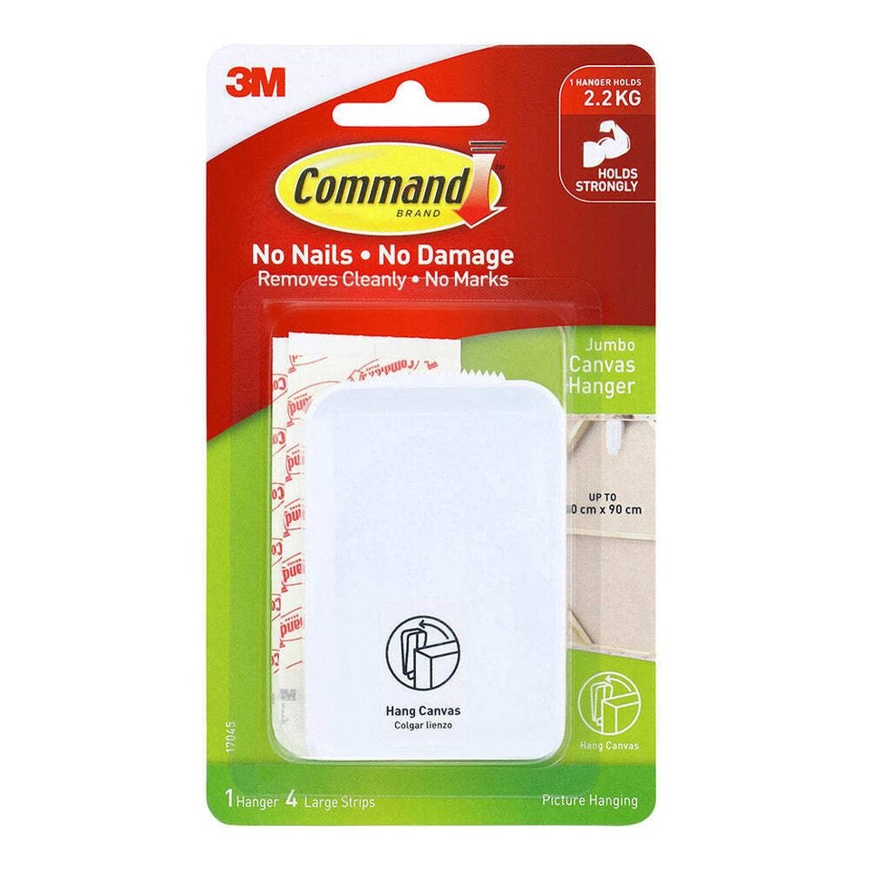 Command Jumbo Canvas Hanger Holds 5 lbs Indoor Use Decorate Damage-