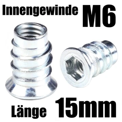 M6-15mm / Einschraubmuffen Muffen Einschraubmuttern Gewindemuffe Verzinkt  - Bild 1 von 4