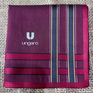 ART RED PLAIN HANDKERCHIEF GREEN STRIPED CLASSIC COTTON VTG MEN POCKET SQUARE18" - Picture 1 of 3