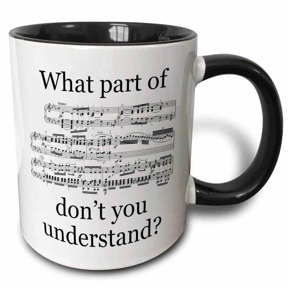 3dRose The Musician�s Music - Two Tone Black Ceramic Mug, 11 oz